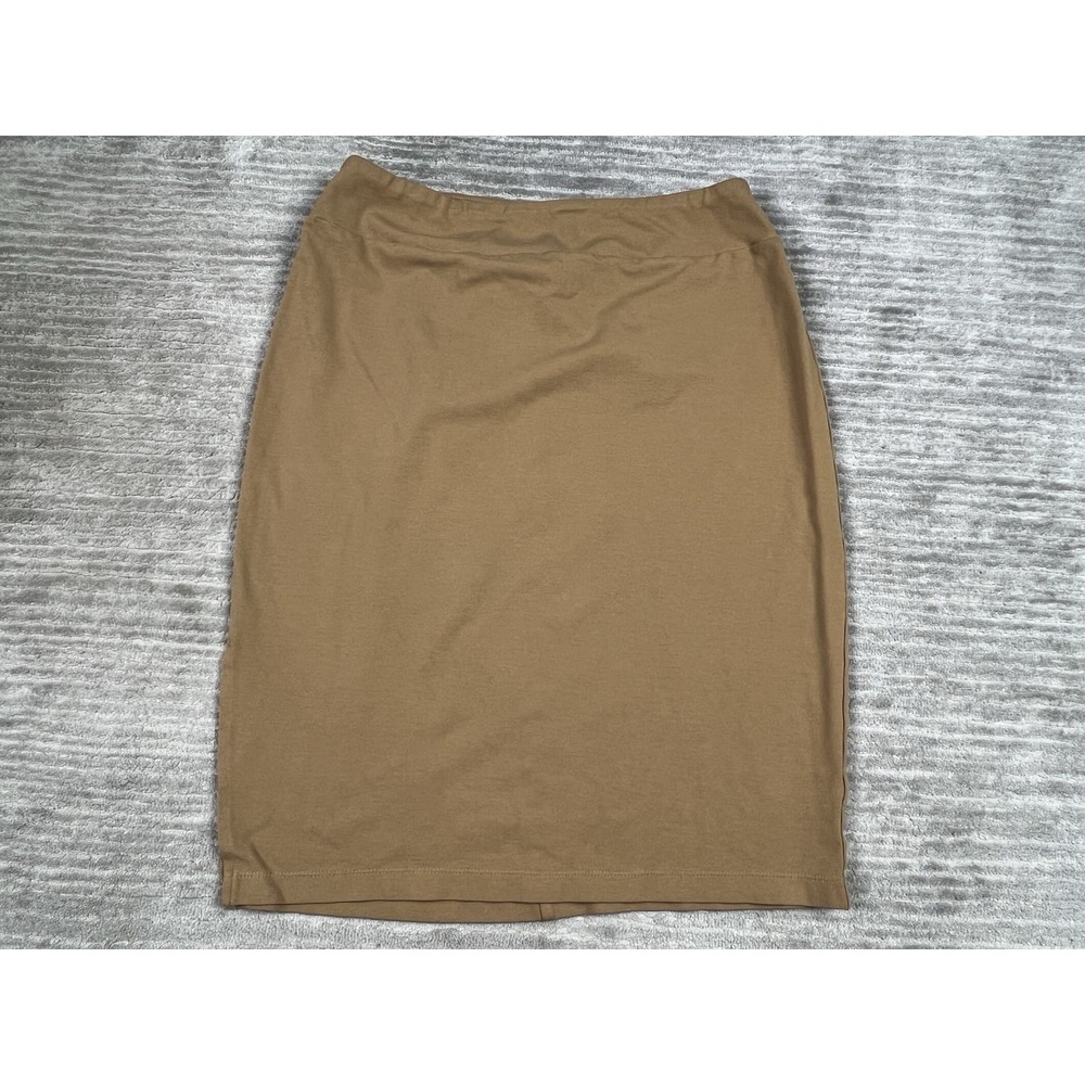 Nine West Skirt Womens Large Brown Midi Pull On Rayon Blend Side Slit